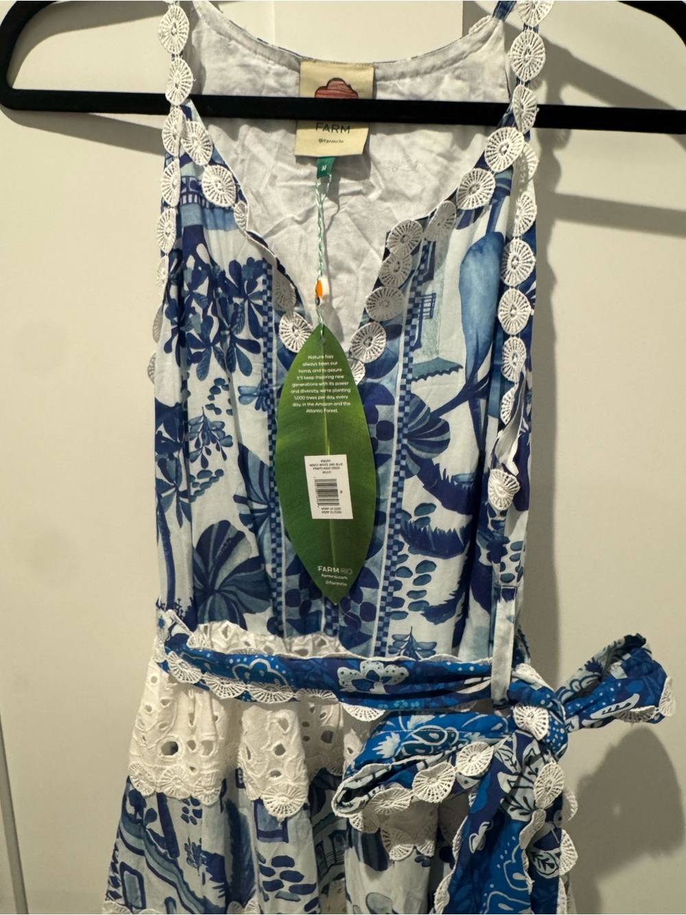 FARM Rio NWT Medium Mixed White and Blue Prints Maxi Dress - Picture 4 of 5